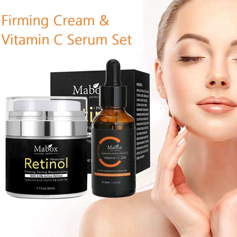 【🎄Xmas Sale】Mabox Vitamin C Serum; Mabox 2.5% Retinol Moisturizer Face Cream