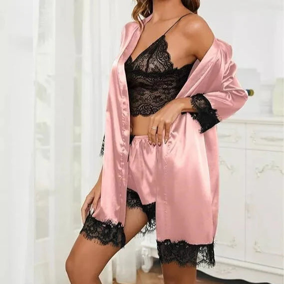 4 Pcs/Set Lace Satin Shawl Lingerie