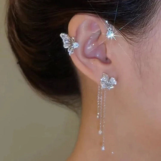 Zircon Flower Butterfly Ear Clip (Hot sale)